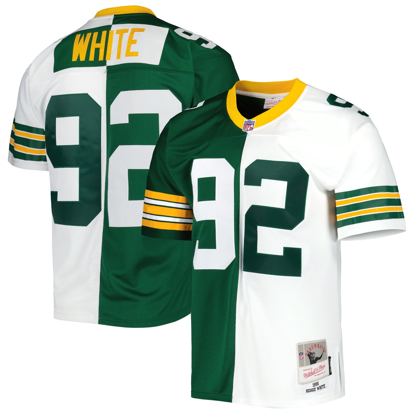 Reggie White Green Bay Packers Mitchell & Ness 1996 Split Legacy Replica Jersey - Green/White