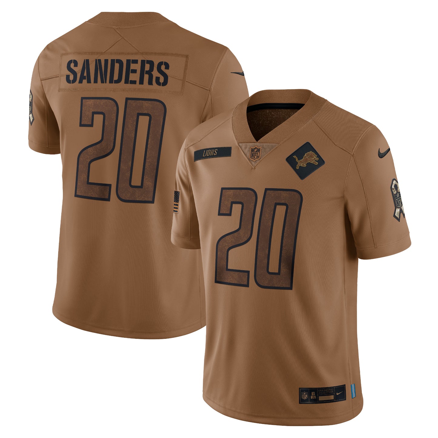 Barry Sanders Detroit Lions Nike 2023 Salute To Service Retired Player Limited Jersey - Brown